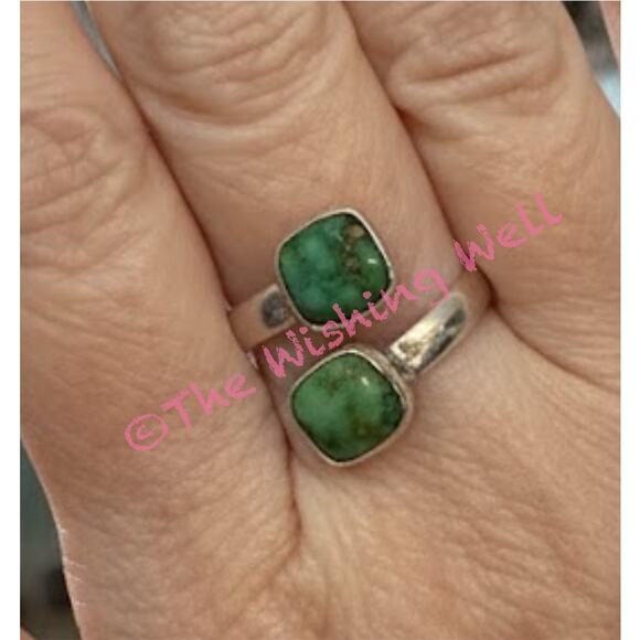 Sonoran Gold Turquoise Bypass Ring Sterling Size 8 Adjustsbl - Picture 5 of 5